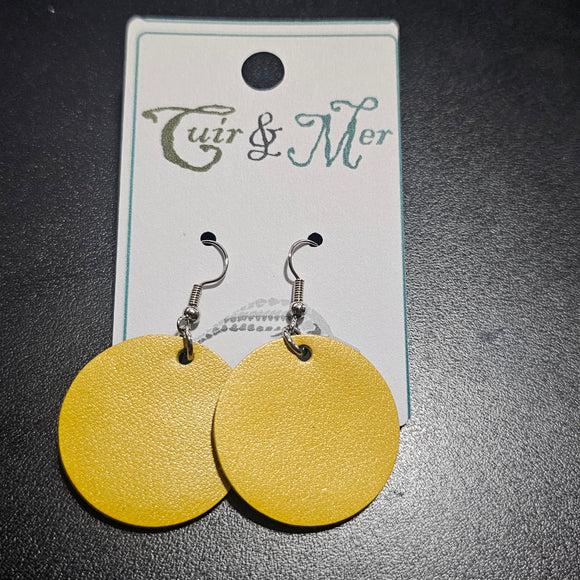 Jaune - Boucles d'oreilles avec cuir véritable par Cuir & Mer