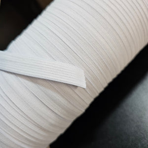 Flat woven elastic - white or black - 5 or 6 mm