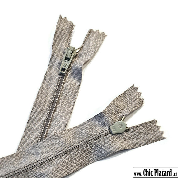 Gris taupe - Zipper à bout fermé S #3  7''/18cm