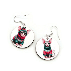 Chat Sphynx frileux - Boucles d'oreilles