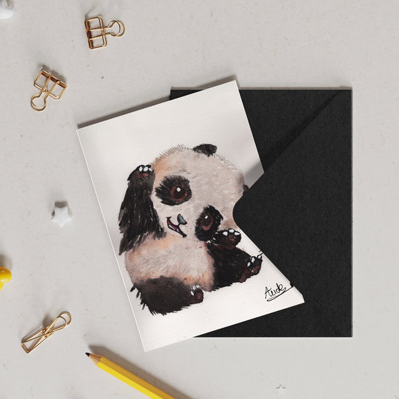 Panda dessiné par Aude - Carte de voeux 5x7''