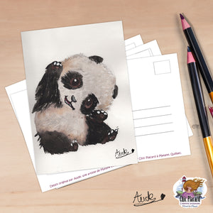 Panda - Carte postale 4x6'' dessinée par Aude