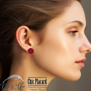 Rouge - clous d'oreilles par Cuir & Mer