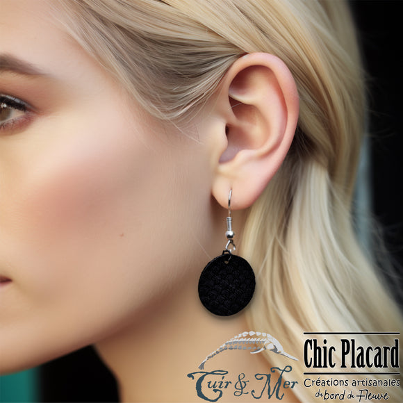 Noir sombre - Boucles d'oreilles par Cuir & Mer