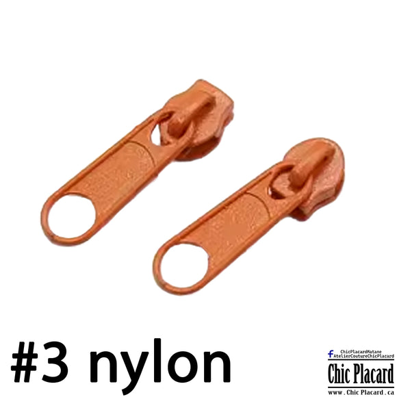 Orange - Curseur pour zip nylon #3