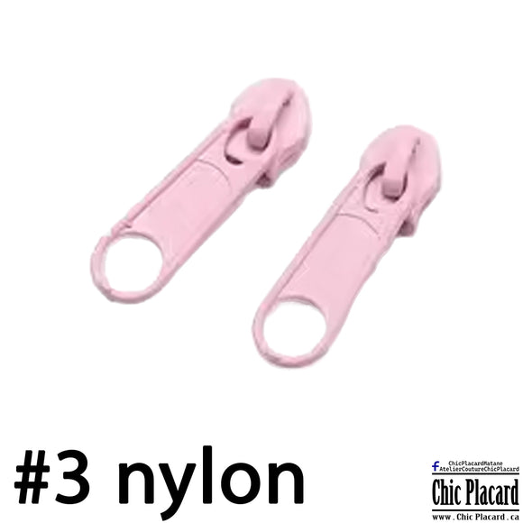 Rose pâle - Curseur pour zip nylon #3