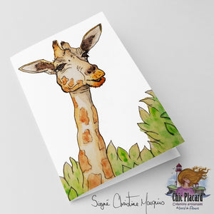 Girafe - Carte de voeux signée Christine