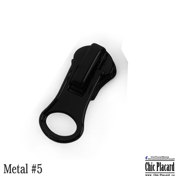 Noir - Curseur pour zip en métal #5