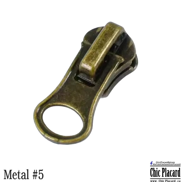Bronze - Curseur pour zip en métal #5