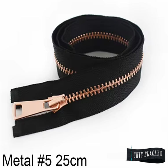 Zipper à bout fermé - Métal #5 - 25cm/10'' - Noir & or rose