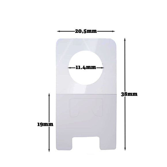 Languette adhésive transparente pour carte à suspendre 2x4cm (à l'unité)