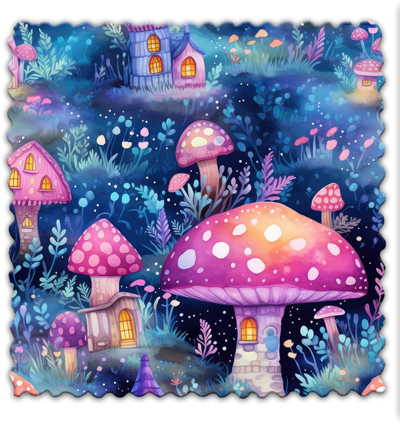 Jardin féérique champignons - Lingette hyperdouce en microfibre
