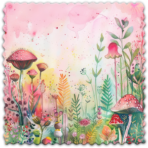Jardin féérique champignons #3 - Lingette hyperdouce en microfibre