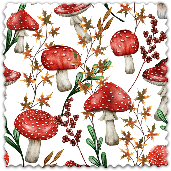 Champignons - fond clair - Lingette hyperdouce en microfibre