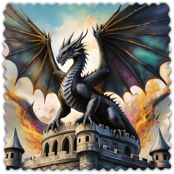 Dragon à l'attaque - Lingette hyperdouce en microfibre