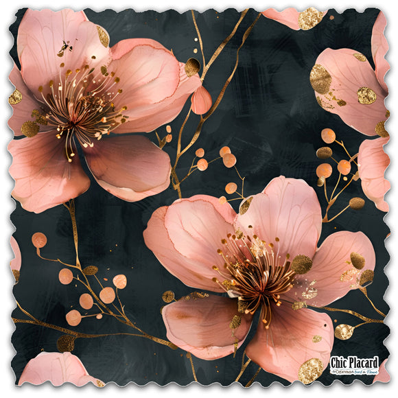 Fleurs rose dorées - Lingette hyperdouce en microfibre