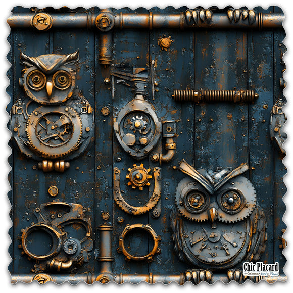 Steampunk chouettes - Lingette hyperdouce en microfibre