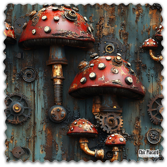 Steampunk champignons - Lingette hyperdouce en microfibre