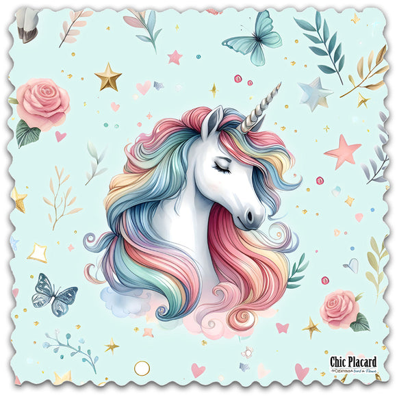 Licorne aqua - Lingette hyperdouce en microfibre