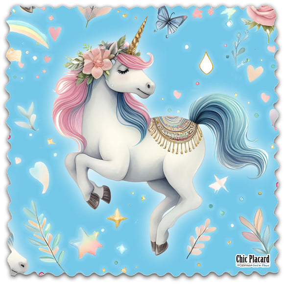 Licorne bleu - Lingette hyperdouce en microfibre