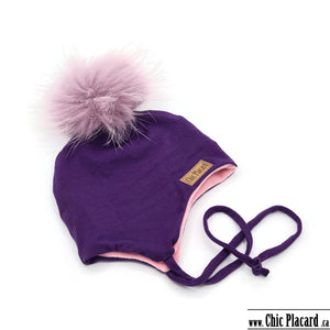 Tuque doublée - unie couleur violet - 18po