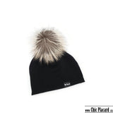 Lined beanie - plain black - 19in