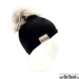 Lined beanie - plain black - 19in