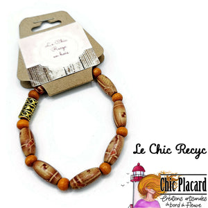 Orangé - Bracelet en billes de bois - Le Chic Recyc