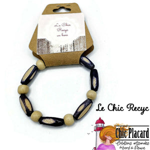 Violet - Bracelet en billes de bois - Le Chic Recyc