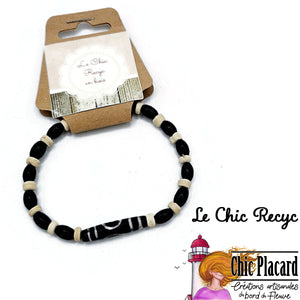Noir - Bracelet en billes de bois - Le Chic Recyc