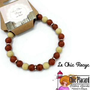 Café & citrouille - Bracelet en billes de bois - Le Chic Recyc