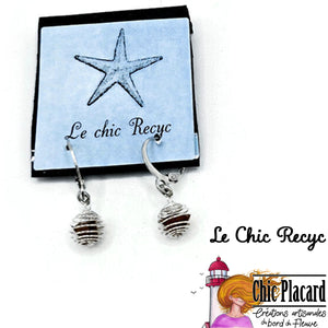 Marron - Boucles d'oreilles verre de mer en cage - Le Chic Recyc