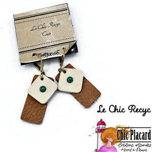 Cuir & turquoise - Boucles d'oreilles - Le Chic Recyc
