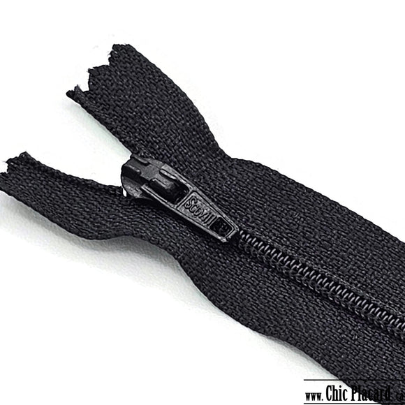 Noir - Zipper à bout fermé Scovill #3  7''/18cm