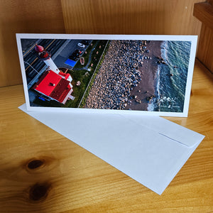 Phare de Matane vue du ciel - Carte de voeux 4x9''