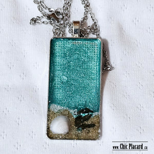 Turquoise - Pendentif "rectangle" par Créations entre vents et marées