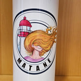 Hair blowing in the wind in Matane - Aluminum cup with straw