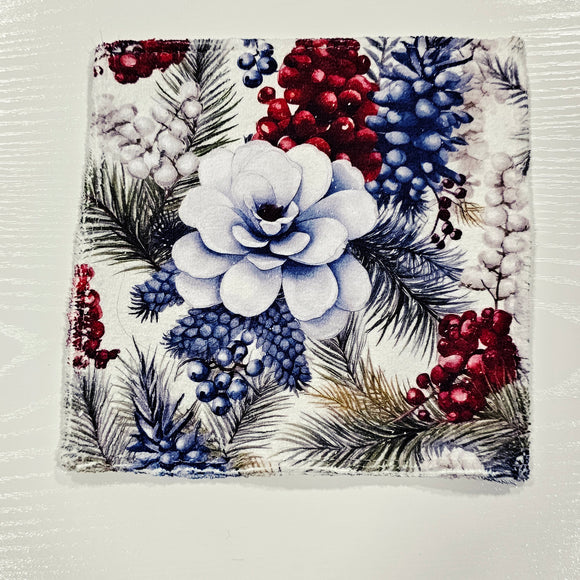 Fleurs d'hiver #3 - Serviette de table en microfibre