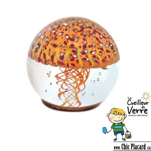 Méduse orangée - Verre soufflé par le cueilleur de verre