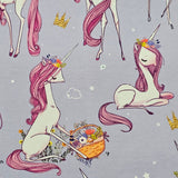 Purple unicorns - Cotton knit 230 gsm (by 1/2m)