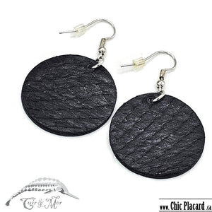 Noir - Boucles d'oreilles par Cuir & Mer