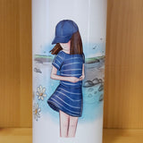 The girl by the river - Aluminum cup with straw