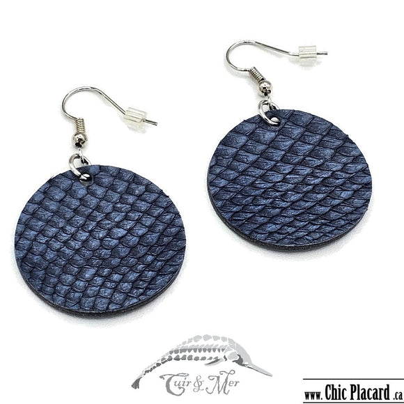 Bleu marin - Boucles d'oreilles par Cuir & Mer