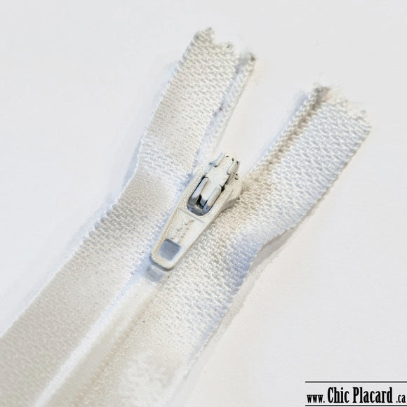 Blanc - Zipper à bout fermé YKK Nylon 25  7''/18cm