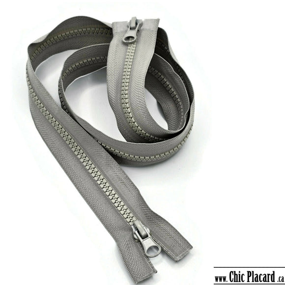 Zipper séparable 2 sens - Plastique #5 - 80cm - 31 pouces - Gris pâle