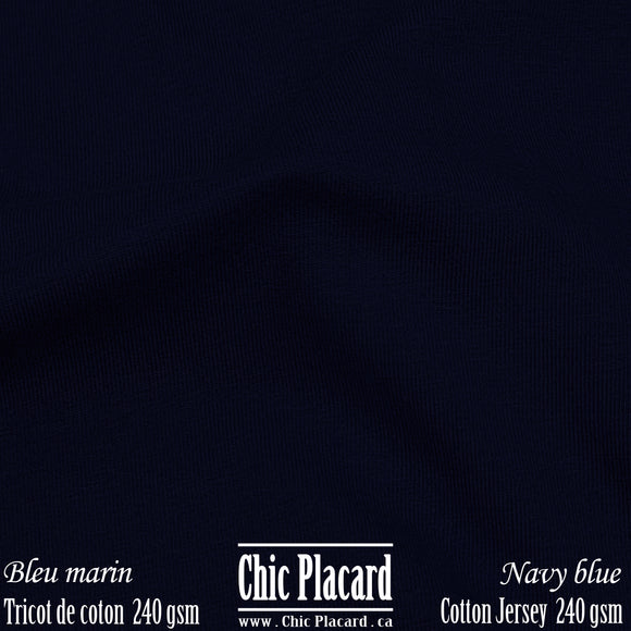 Bleu marin - Tricot de coton 240gsm (au 1/2m)