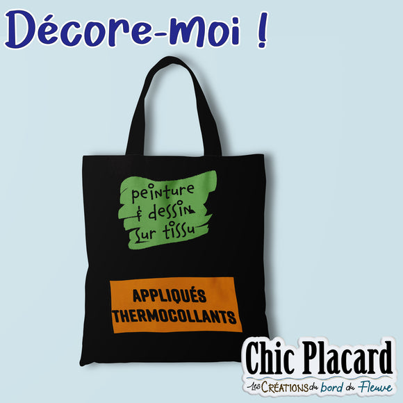 Sac noir en toile à décorer