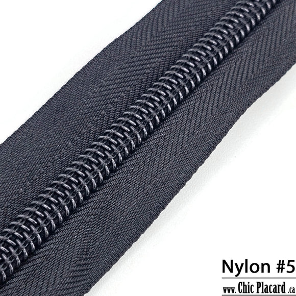 Noir - Zipper Nylon #5 (au 1/2m)