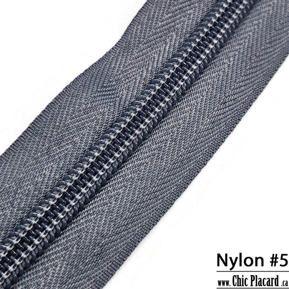 Gris moyen - Zipper Nylon #5 (au 1/2m)