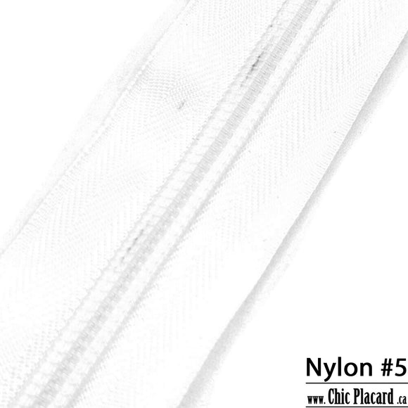 Blanc - Zipper Nylon #5 (au 1/2m)